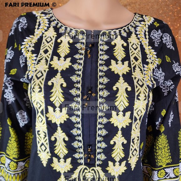 Warda Brand 3PC Embroidered Lawn, Chiffon Shalwar Kameez Pakistani/Indian XS/35 - Picture 10 of 15